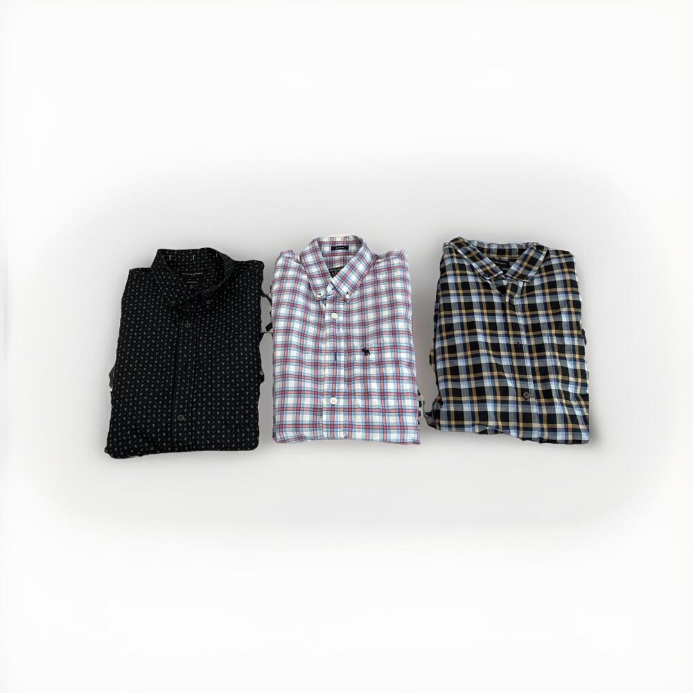 LOT OF THREE MENS XL CASUAL SHIRTS 1-ABERCROMBIE FITCH AND 2- BANANA REPUBLIC